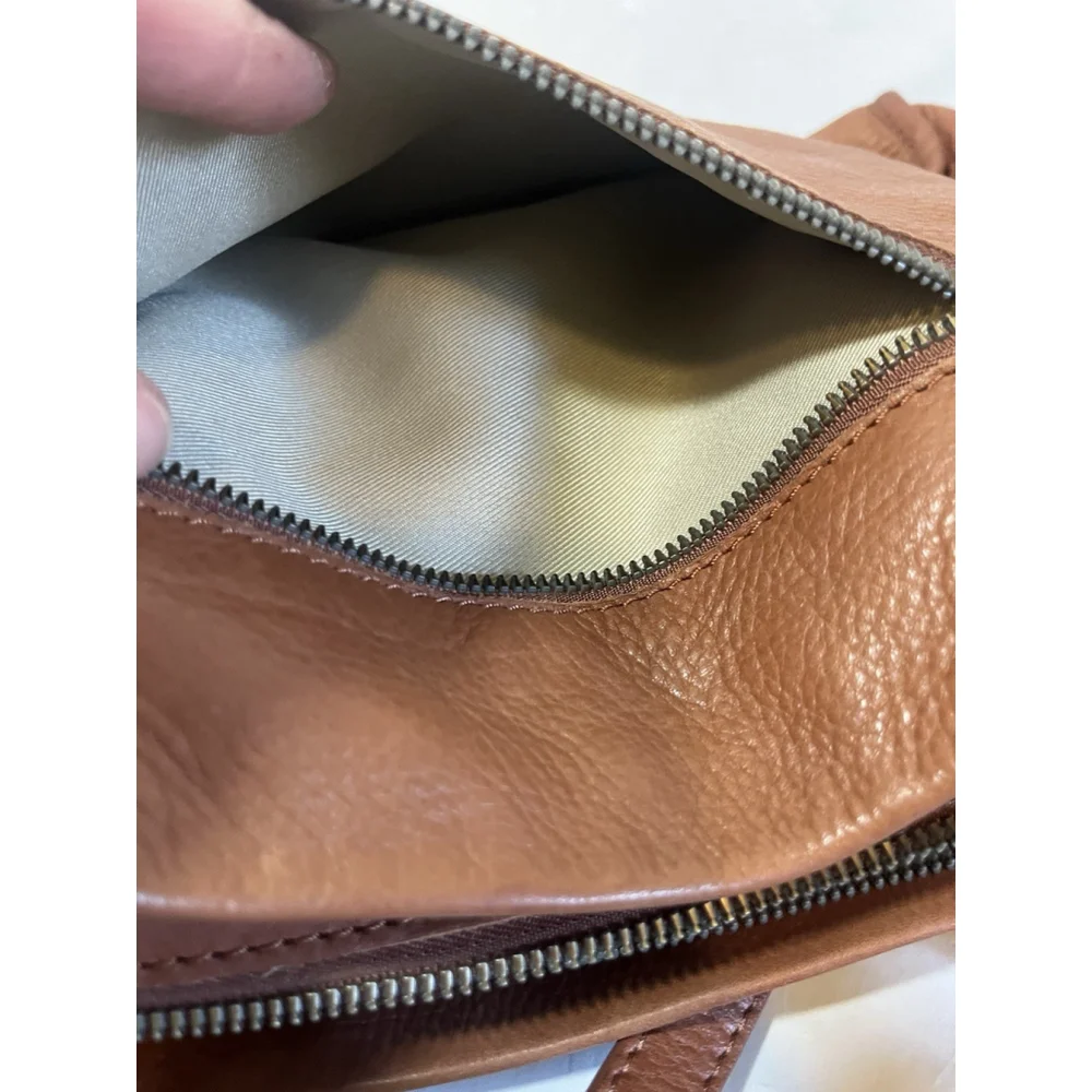 AMERICAN LEATHER CO. Lenox Leather Satchel brandy smooth leather